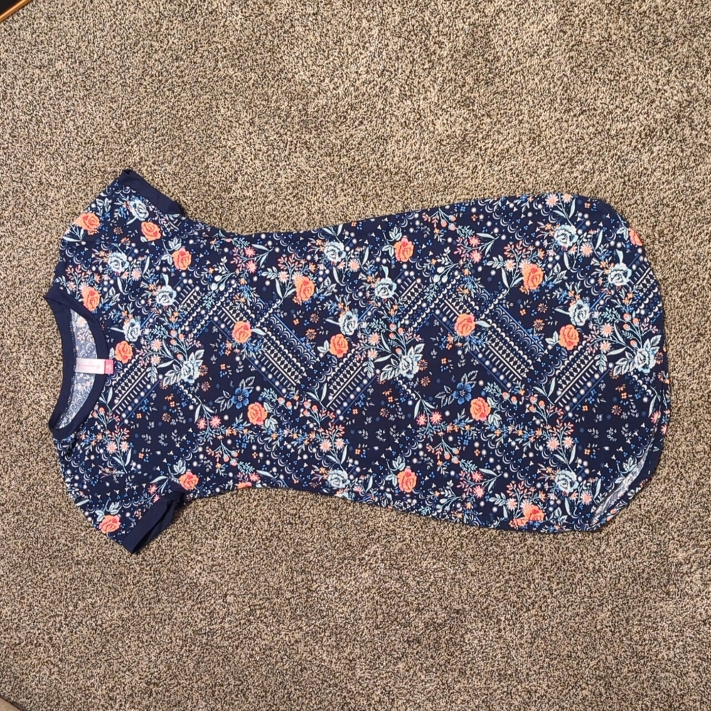 Blue Floral Print Dress